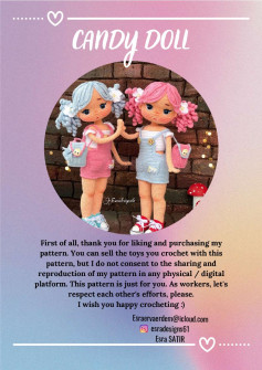 CANDY DOLL, Blue-haired and pink-haired dolls wearing overalls and backpacks