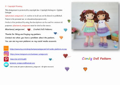 candy doll pattern , Baby doll crochet pattern with hair tied on both sides and wearing a dress