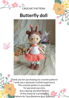 CROCHET PATTERN Butterfly doll