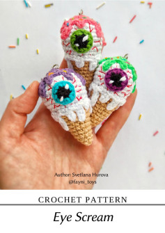 crochet pattern eye scream keychain