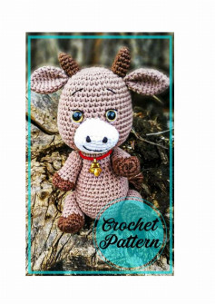 Crochet pattern for a cow wearing a bell