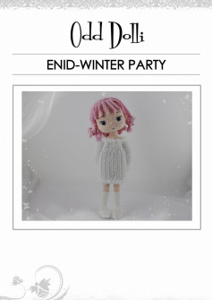Crochet pattern for winter buds with pink hair and white dress