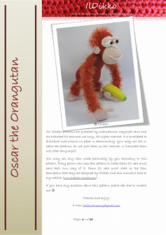 Crochet pattern of monkey holding a banana