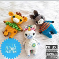 Crochet patterns for deer, mules, and unicorns