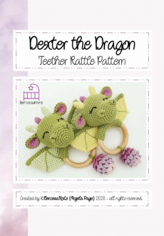 Dexter the Dragon Teether Rattle Pattern BerceauKnits