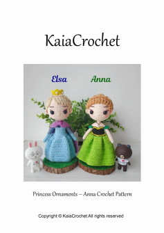 elsa anna princess ornaments crochet pattern