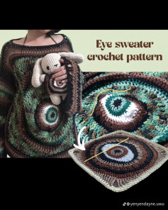 eye sweater crochet pattern, áo len hình con mắt