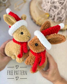 Free pattern of a New Years cap and a scarf for my rabbits.Rabbit pattern can be purchased at etsy and ravelry.Link in profile @mania_patterns 👈