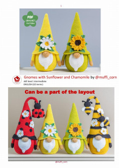 Gnomes with Sunflower and Chamomile