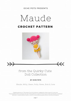 maude crochet patern doll, Crochet pattern for baby girl doll wearing yellow dress
