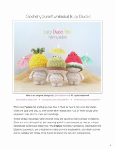 Pattern for crocheting melon, kiwi, and watermelon dolls
