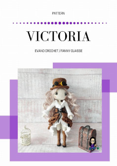 victoria evano crochet fanny claisse, Crochet pattern for a doll wearing a dress and a hat