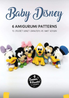 baby disney 6 amigurumi patterns, baby mickey, baby minnie, baby donald, baby daisy, baby pluto, baby goofy,