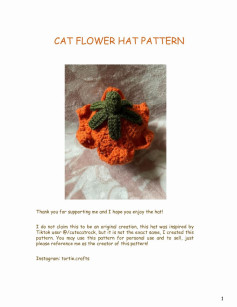 CAT FLOWER HAT PATTERN