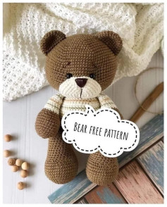 Crochet pattern for brown bear with white muzzle