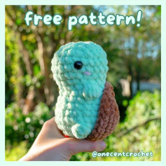 Crochet pattern of blue turtle with brown shell