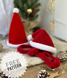 Crochet patterns for Santa hats and scarves