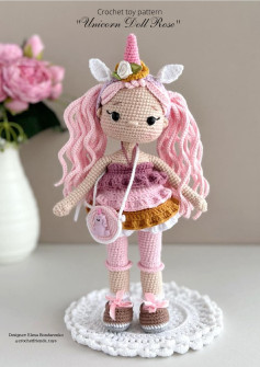 Crochet toy pattern Unicorn Doll Rose