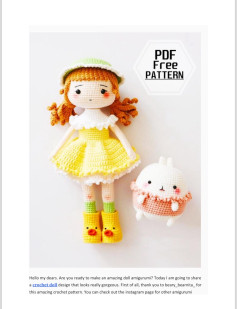 crochet yellow duck girl amigurumi free pattern