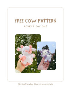 🐮 FREE COW PATTERN 🤍 advent day one