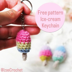 free pattern ice cream keychain pink, yellow, blue