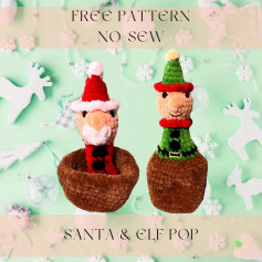 free pattern no sew santa & elf pop