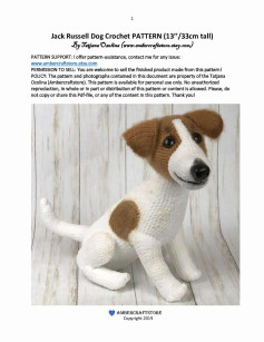 Jack Russell Dog Crochet PATTERN