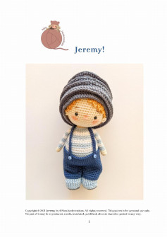 jeremy crochet pattern, Crochet pattern for a doll wearing overalls and a hat