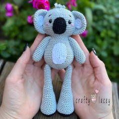 Koala bear crochet pattern with white belly and black nose