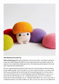 Little Mushroom Guy with Cap Little mushroom guy FREE pattern