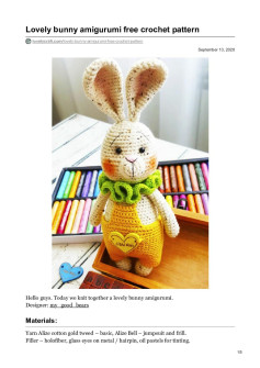 Lovely bunny amigurumi free crochet pattern