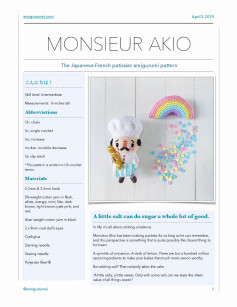 MONSIEUR AKIO The Japanese-French patissier amigurumi pattern, chef crochet pattern