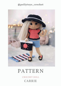 PATTERN CROCHET DOLL, Crochet pattern for a doll wearing summer clothes and a wide hat