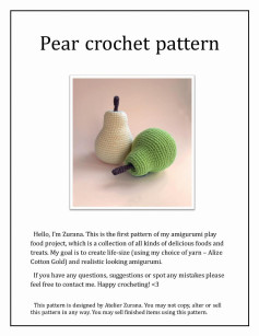 Pear crochet pattern, Crochet pattern of white pear and blue pear