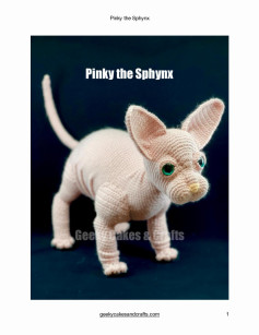 Pinky the Sphynx Pinky the Sphynx Geeky Cakes & Crafts, Hairless cat crochet pattern