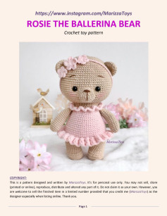 ROSIE THE BALLERINA BEAR Crochet toy pattern