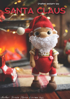 santa claus, Crochet pattern of Santa Claus wearing overalls and hat