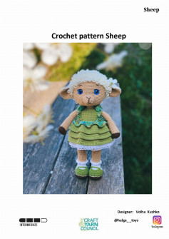 Sheep Crochet pattern Sheep, Crochet pattern for sheep wearing a blue dress