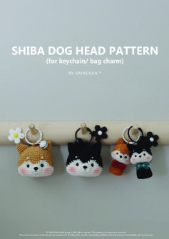SHIBA DOG HEAD PATTERN (for keychain/ bag charm)