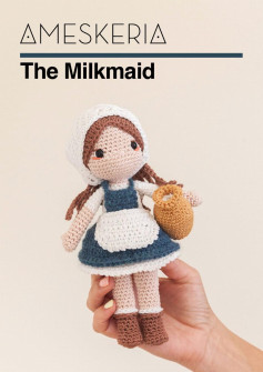 The Milkmaid, crochet pattern for a little girl doll wearing an apron