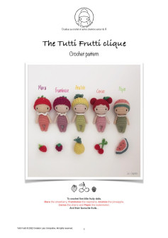 the tutti frutti clique to crochet five little fruity dolls mara, framboise antole cerise pepin