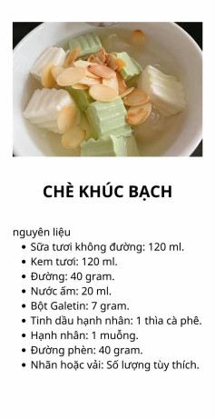 công thức làm chè khúc bạch