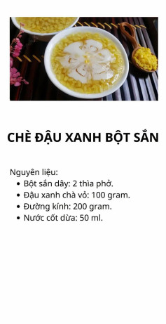 Công thức làm món chè đậu xanh bột sắn