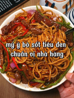 công thức làm món mì ý bò sốt tiêu đen.