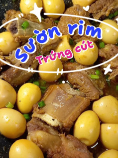 Công thức làm món sườn rim trứng cút.