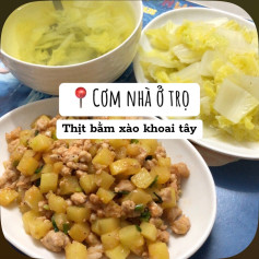 công thức thịt băm xào khoai tây.