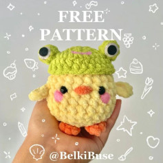 🐥 Crochet pattern for a duck wearing a frog hat