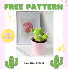 free pattern heart cactus