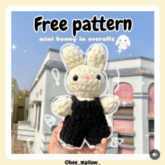 free pattern mini bunny in overalls