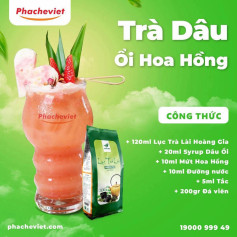 trà dâu ổi hoa hồng, trà sữa oolong hazelnut, trà vải hồng đài, lục trà soda dâu